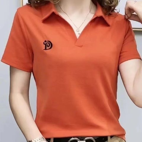 レディース ポロシャツ 刺繍ワンポイント襟付き半袖レディースポロシャツ