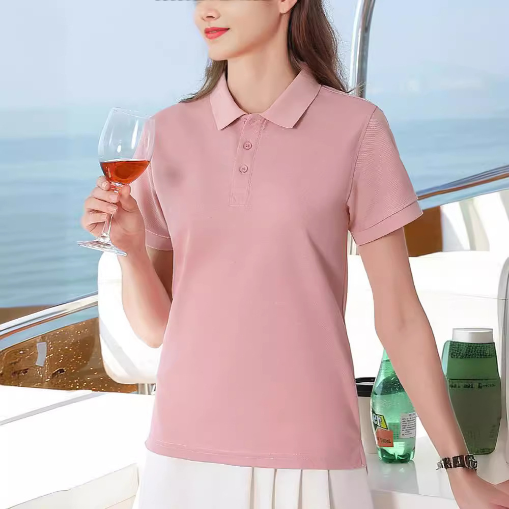 レディース ポロシャツ ベーシック襟付き半袖ポロシャツ