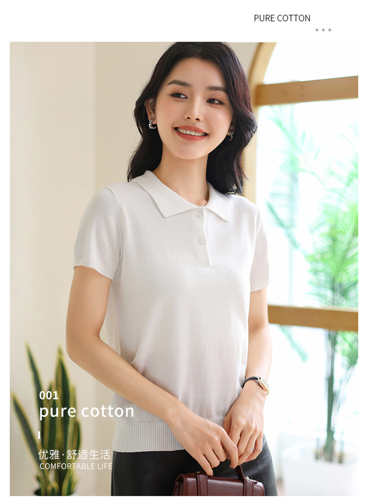レディース ポロシャツ ニット素材のきちんと見え半袖ポロシャツ