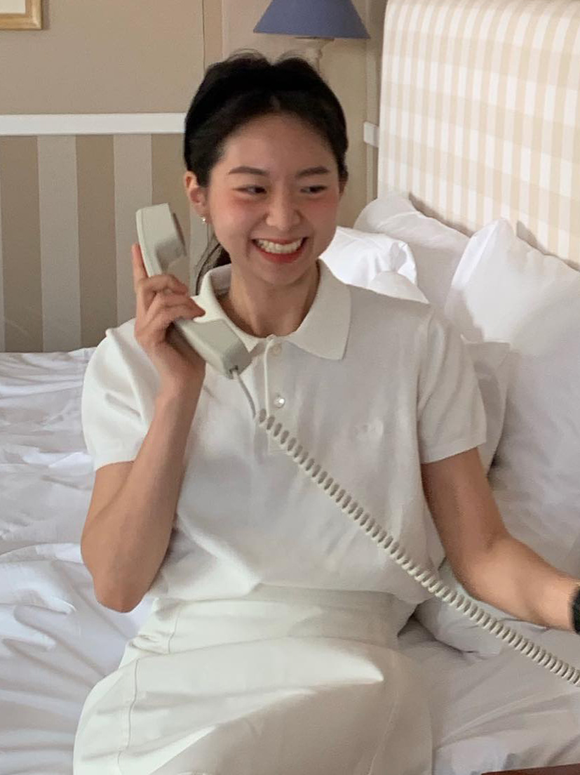 レディース ポロシャツ 丸襟デザインきれいめシンプル半袖ポロシャツ