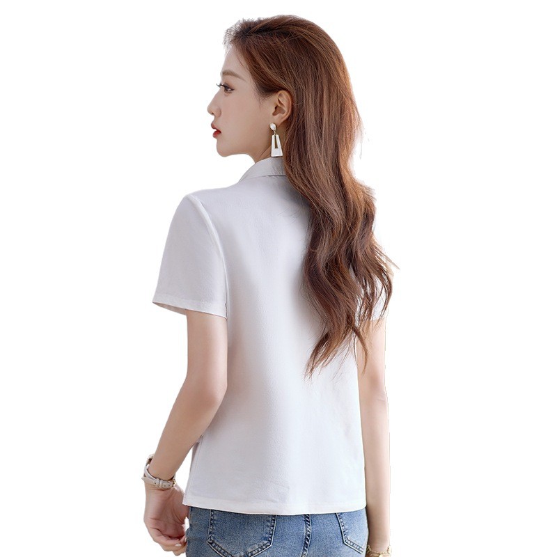 レディース ポロシャツ 上品な襟付き半袖