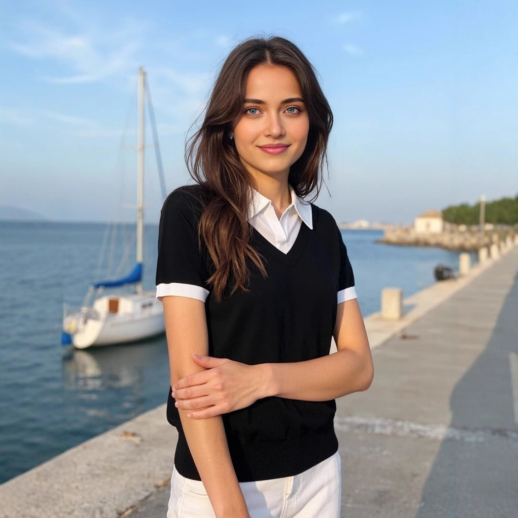 レディース ポロシャツ 襟付き配色デザイン半袖ニットポロシャツ