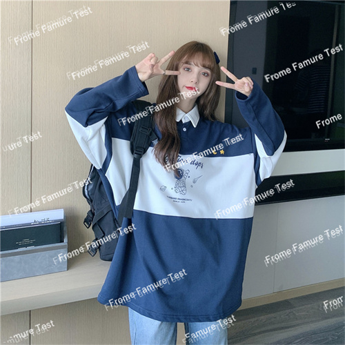 ポロシャツ レディース 女性用長袖ポロシャツ風カジュアルトップス