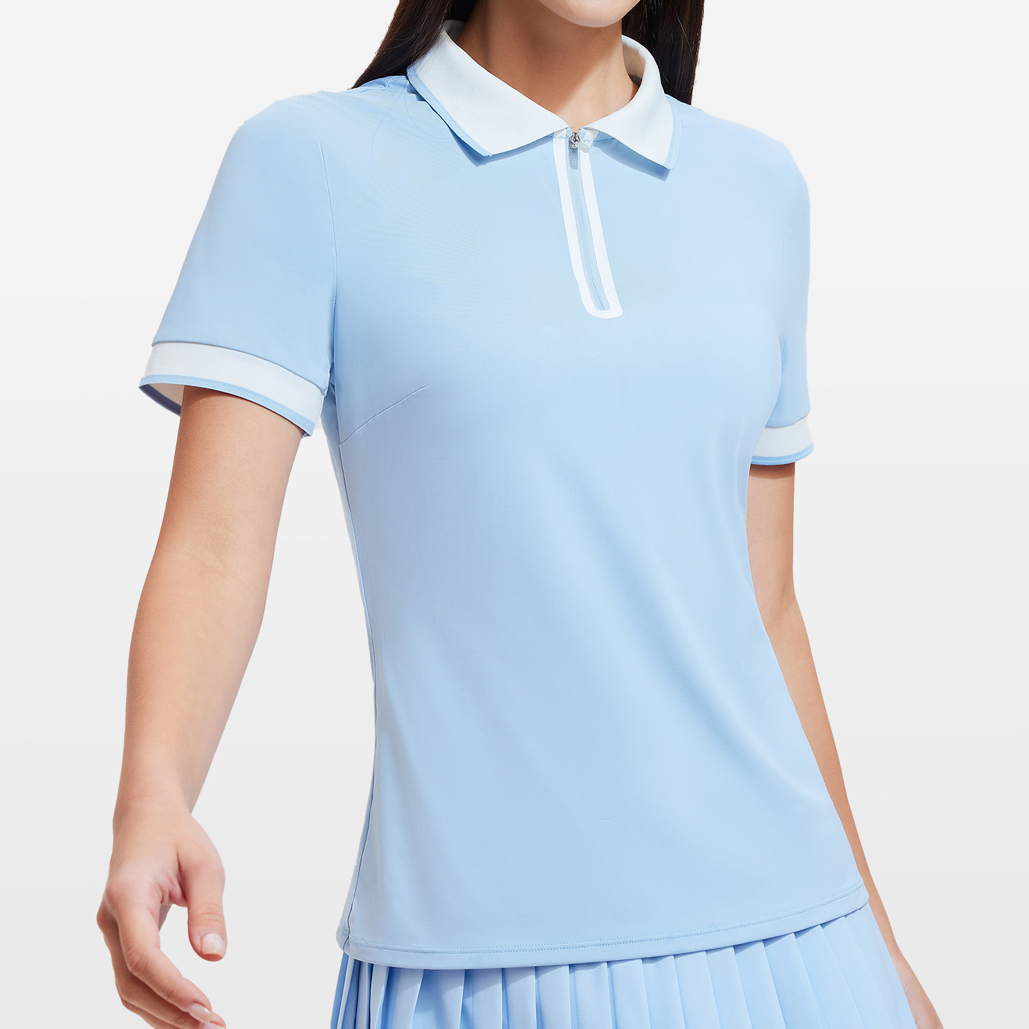 レディース ポロシャツ 配色切替デザイン半袖ポロシャツ