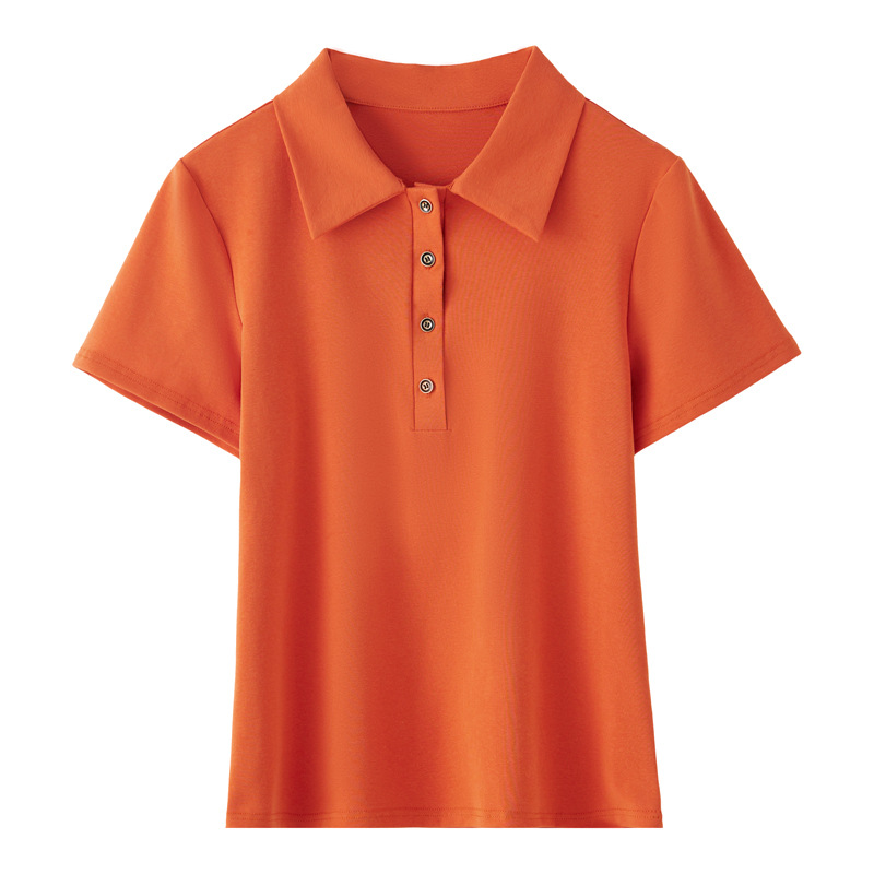 レディース ポロシャツ 上品な襟付きコットン素材レディース半袖ポロシャツ