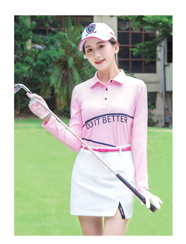 レディース ポロシャツ 運動女性用長袖襟付きトップス