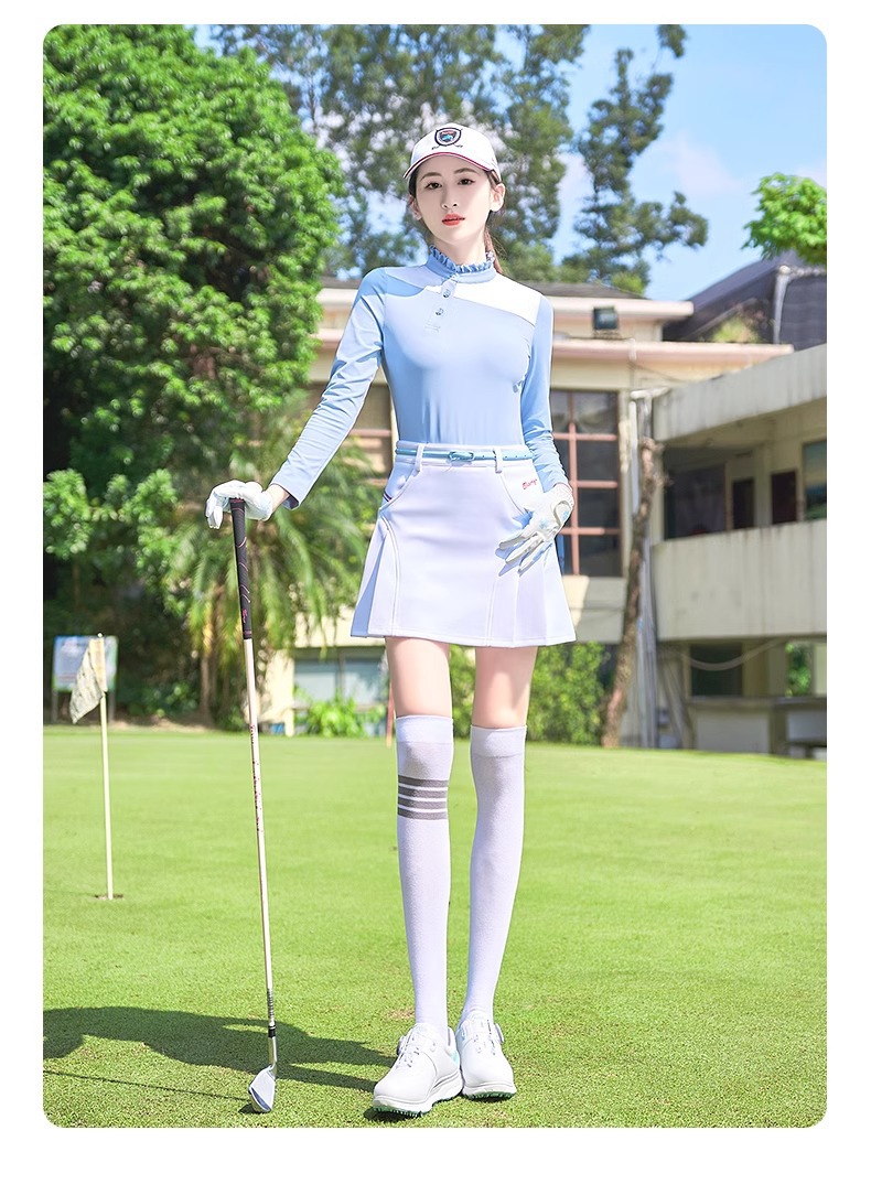 レディース ポロシャツ 運動機能性長袖襟付きトップス