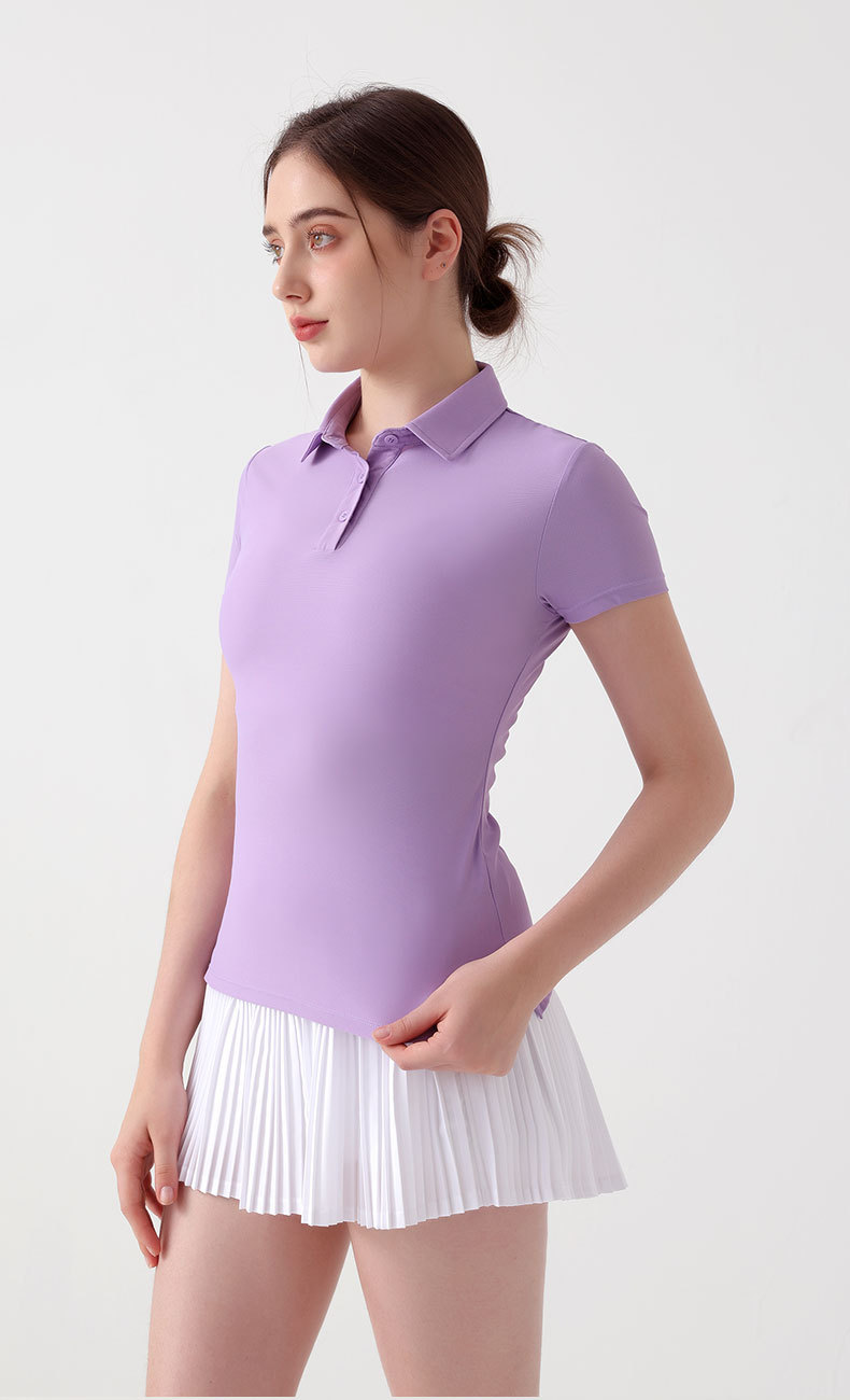 レディース ポロシャツ ベーシックスリムフィット襟付き半袖シャツ