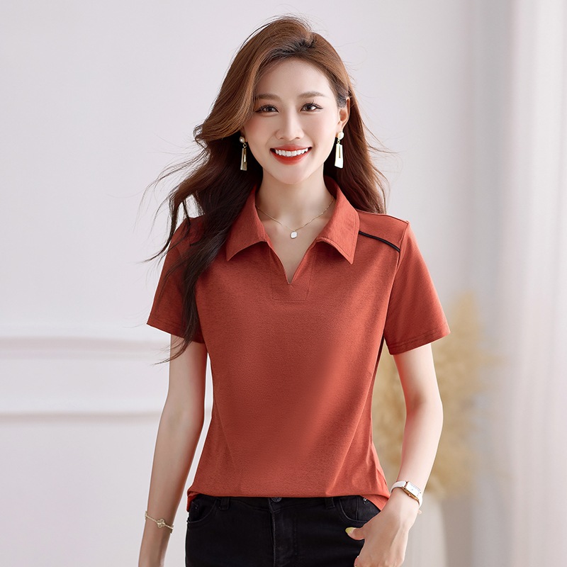 レディース ポロシャツ 上品な襟付き半袖