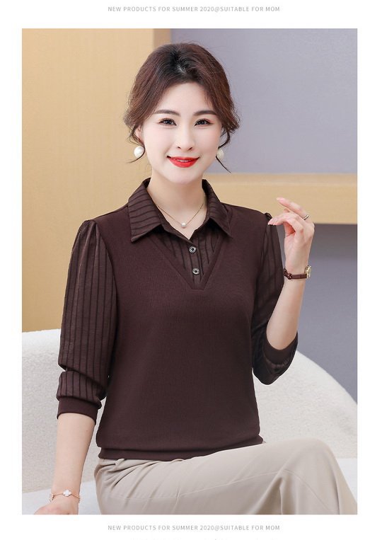 レディース ポロシャツ プリーツ袖エレガント襟付き