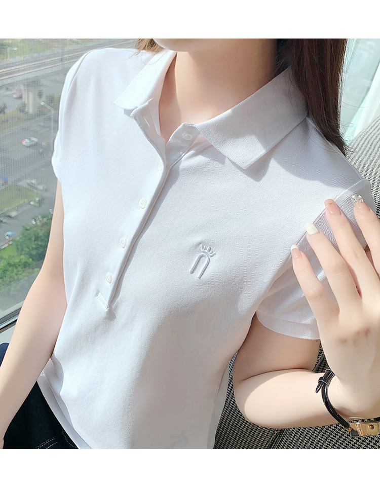 ポロシャツ 王冠刺繍シンプル半袖ポロシャツ