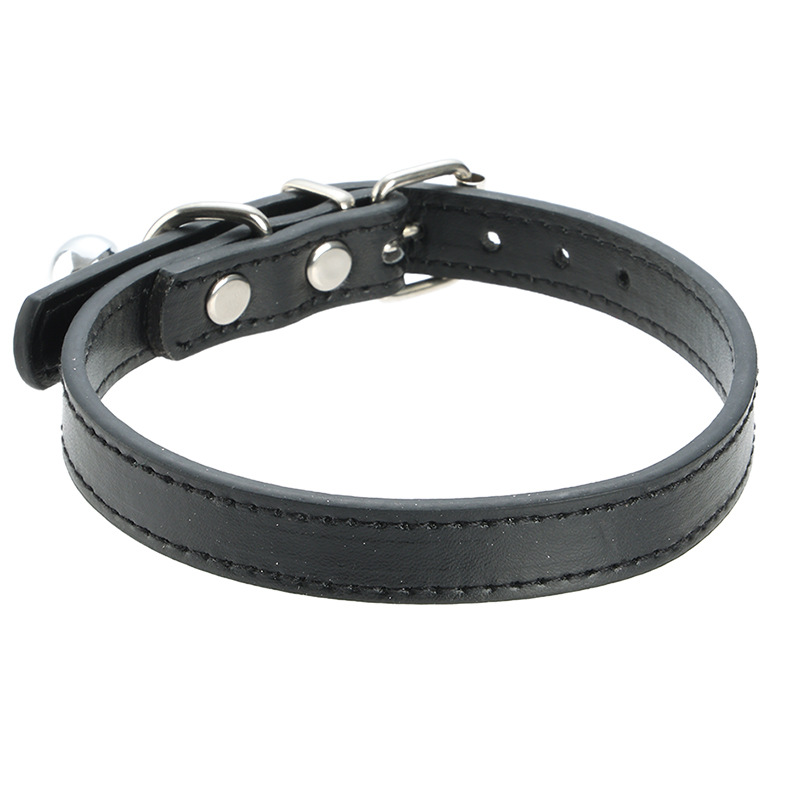 ペット用首輪 鈴付き合成皮革首輪犬猫兼用ベルトタイプ