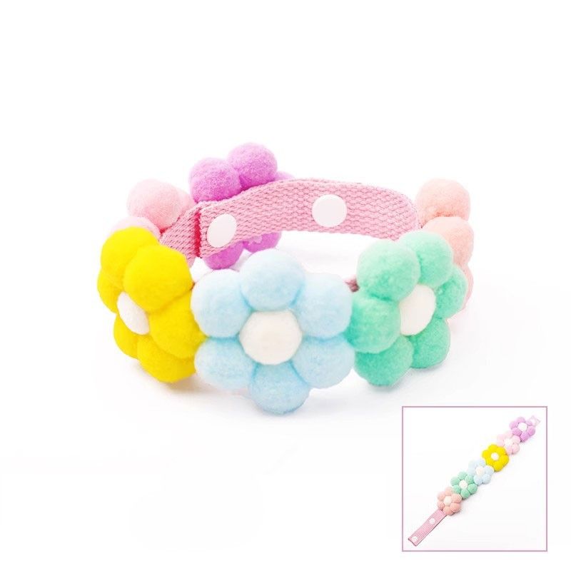 ペット用首輪 ふわもこお花の首輪