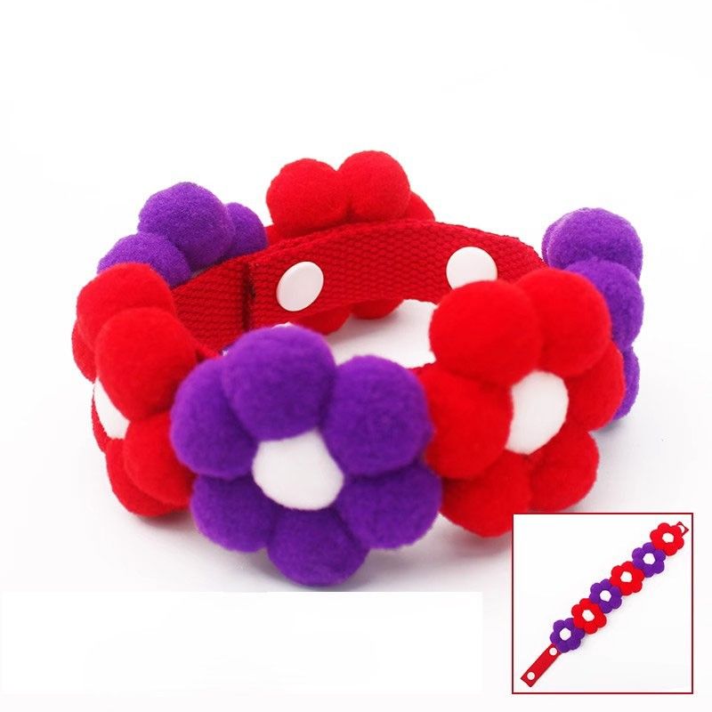 ペット用首輪 ふわもこお花の首輪