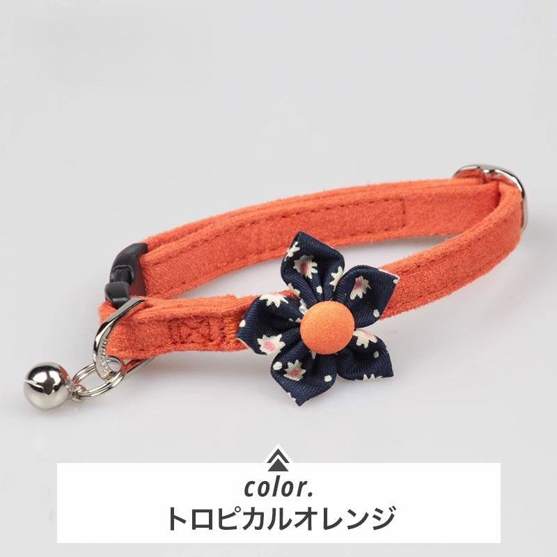 ペット用首輪 花飾り付き愛犬の首輪