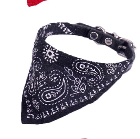 ペット用首輪 ペイズリー柄バンダナ付き犬用首輪