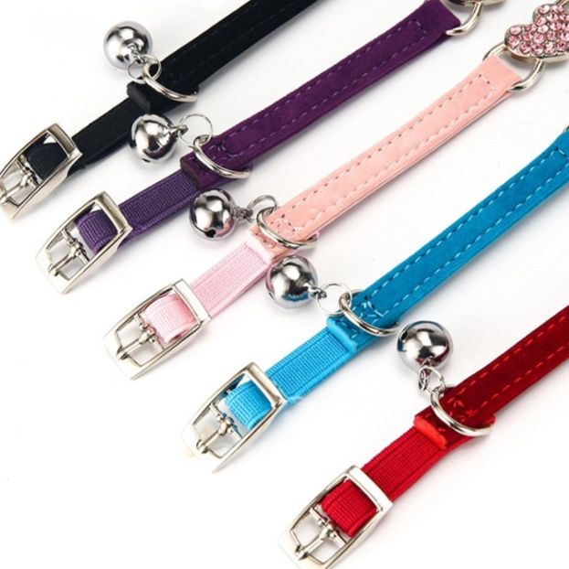 ペット用首輪 きらきらハート輝く猫用鈴付き首輪