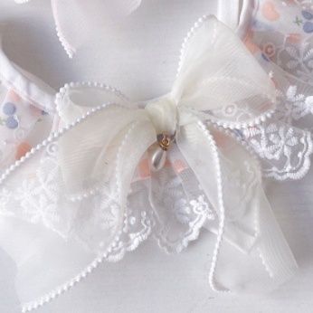 ペット用首輪 蝶々レース飾り付き華やか首輪