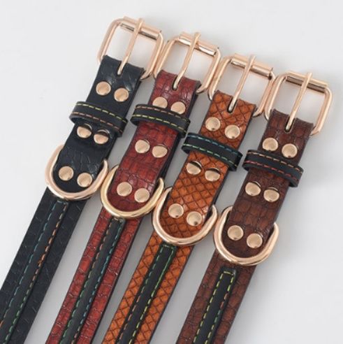 ペット用首輪 高級型押しレザー調　犬用