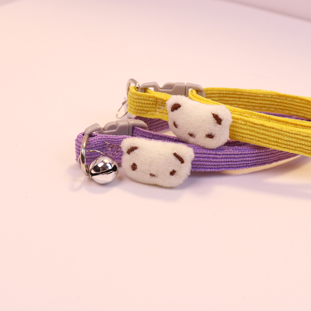 ペット用首輪 ふわふわ小熊の鈴付き　猫用