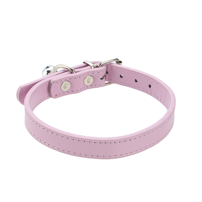 ペット用首輪 鈴付き合成皮革首輪犬猫兼用ベルトタイプ