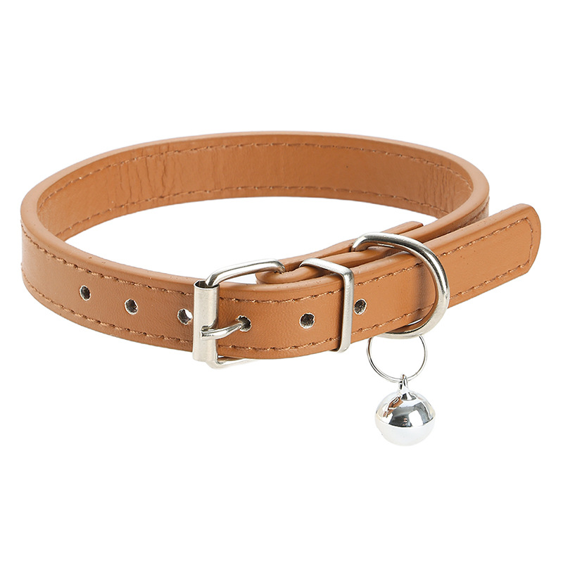 ペット用首輪 鈴付き合成皮革首輪犬猫兼用ベルトタイプ
