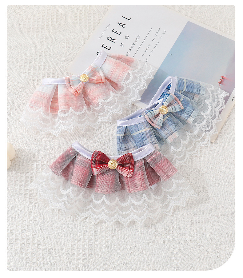 ペット用首輪 華やか姫系レースリボン付き　猫用