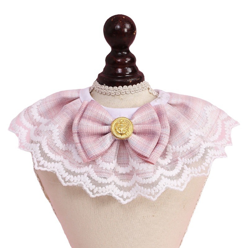 ペット用首輪 華やか姫系レースリボン付き　猫用