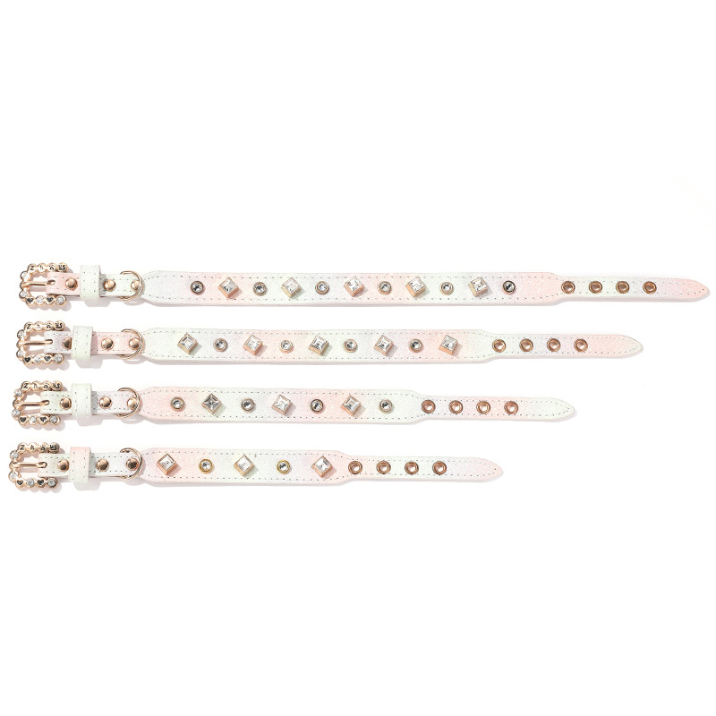 ペット用首輪 宝石付き華やかバックル式装飾首輪