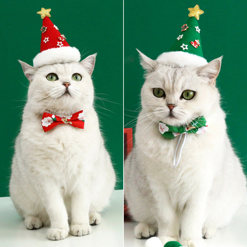 ペット用首輪 聖夜を彩る蝶ネクタイ付き猫用首輪
