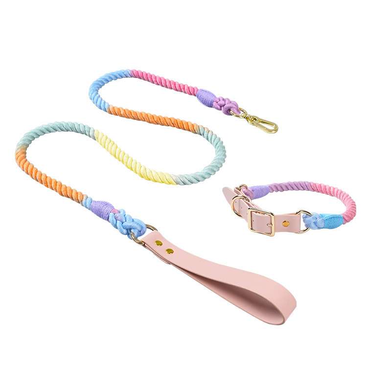 ペット用首輪 ペット用ナチュラル手編み首輪リード
