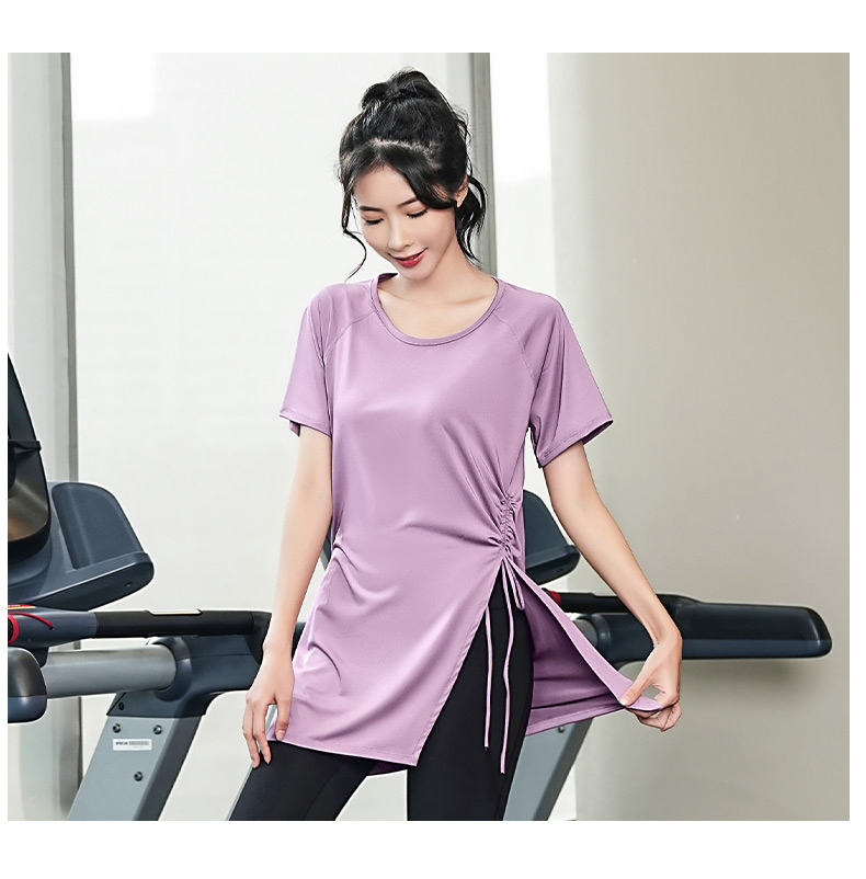 Tシャツ　レディーススポーツウェア サイドギャザーリラックスフィットトップス