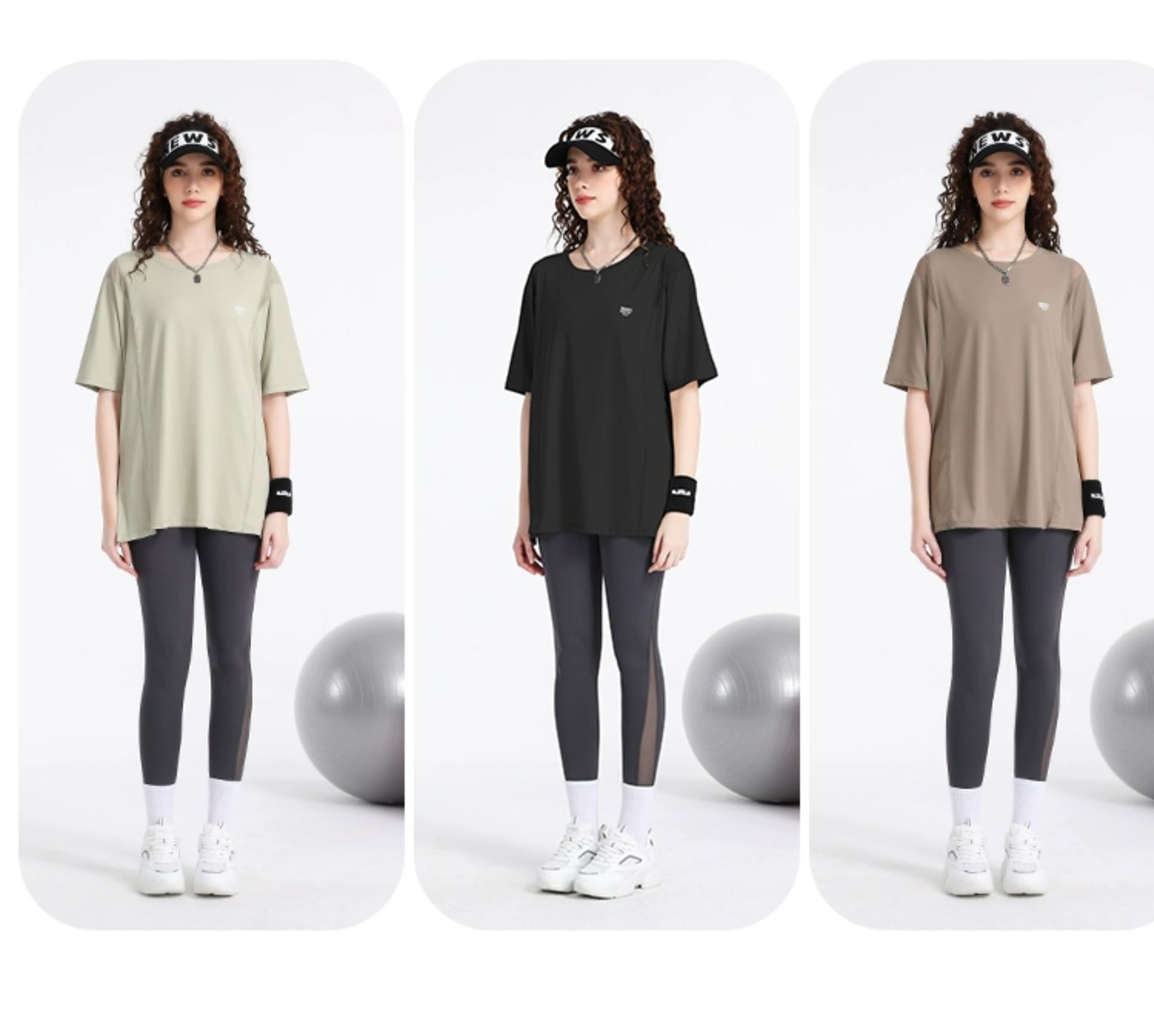 Tシャツ　レディーススポーツウェア シンプル快適ゆったりスポーツティー