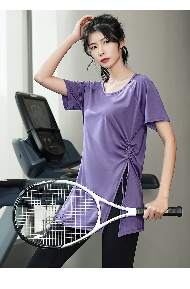 Tシャツ　レディーススポーツウェア サイドギャザーリラックスフィットトップス