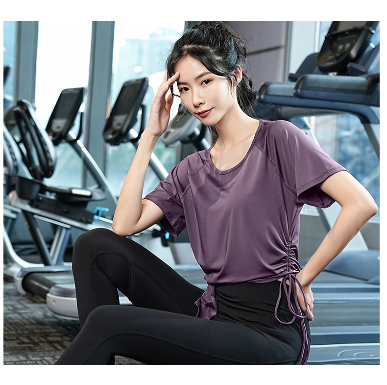 Tシャツ　レディーススポーツウェア サイドギャザーリラックスフィットトップス