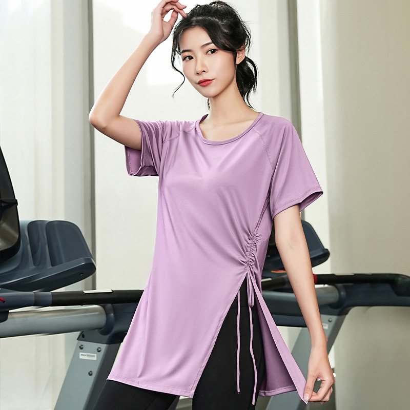 Tシャツ　レディーススポーツウェア サイドギャザーリラックスフィットトップス