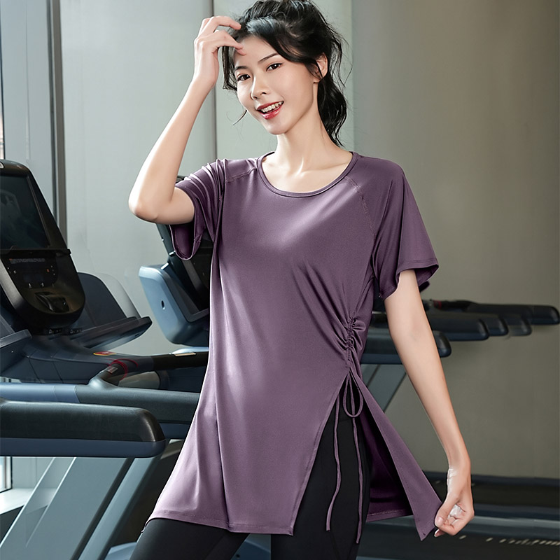 Tシャツ　レディーススポーツウェア サイドギャザーリラックスフィットトップス