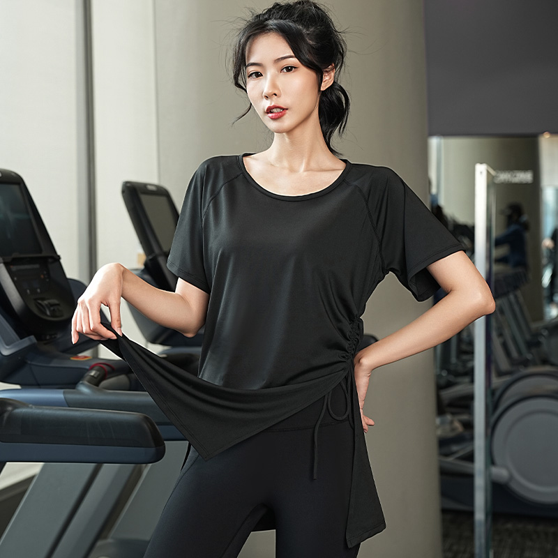 Tシャツ　レディーススポーツウェア サイドギャザーリラックスフィットトップス