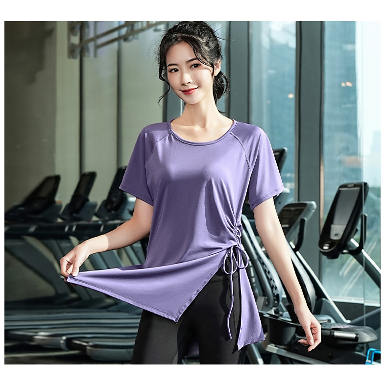 Tシャツ　レディーススポーツウェア サイドギャザーリラックスフィットトップス