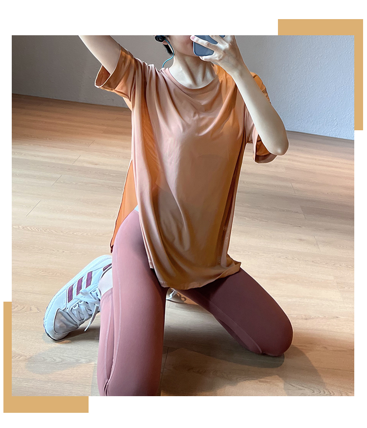 Tシャツ　レディーススポーツウェア なめらか素材ゆったりフィットトップス
