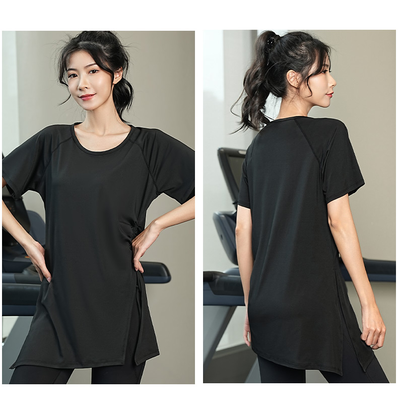 Tシャツ　レディーススポーツウェア サイドギャザーリラックスフィットトップス