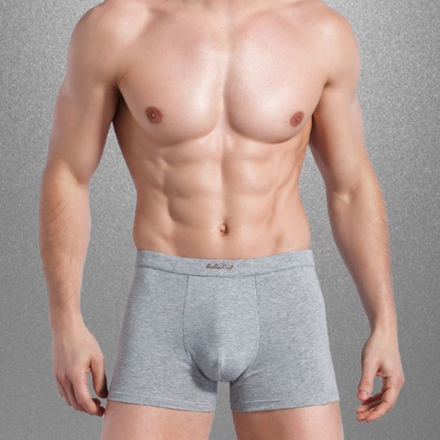 メンズ 下着  シンプル無地立体裁断ボクサーパンツ