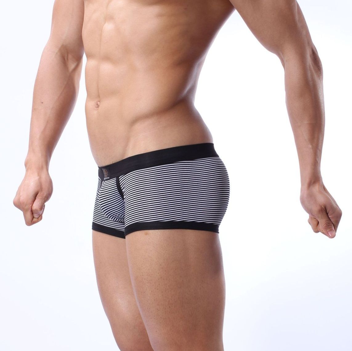 メンズ 下着  細密ボーダー柄デザイン快適フィットボクサーパンツ