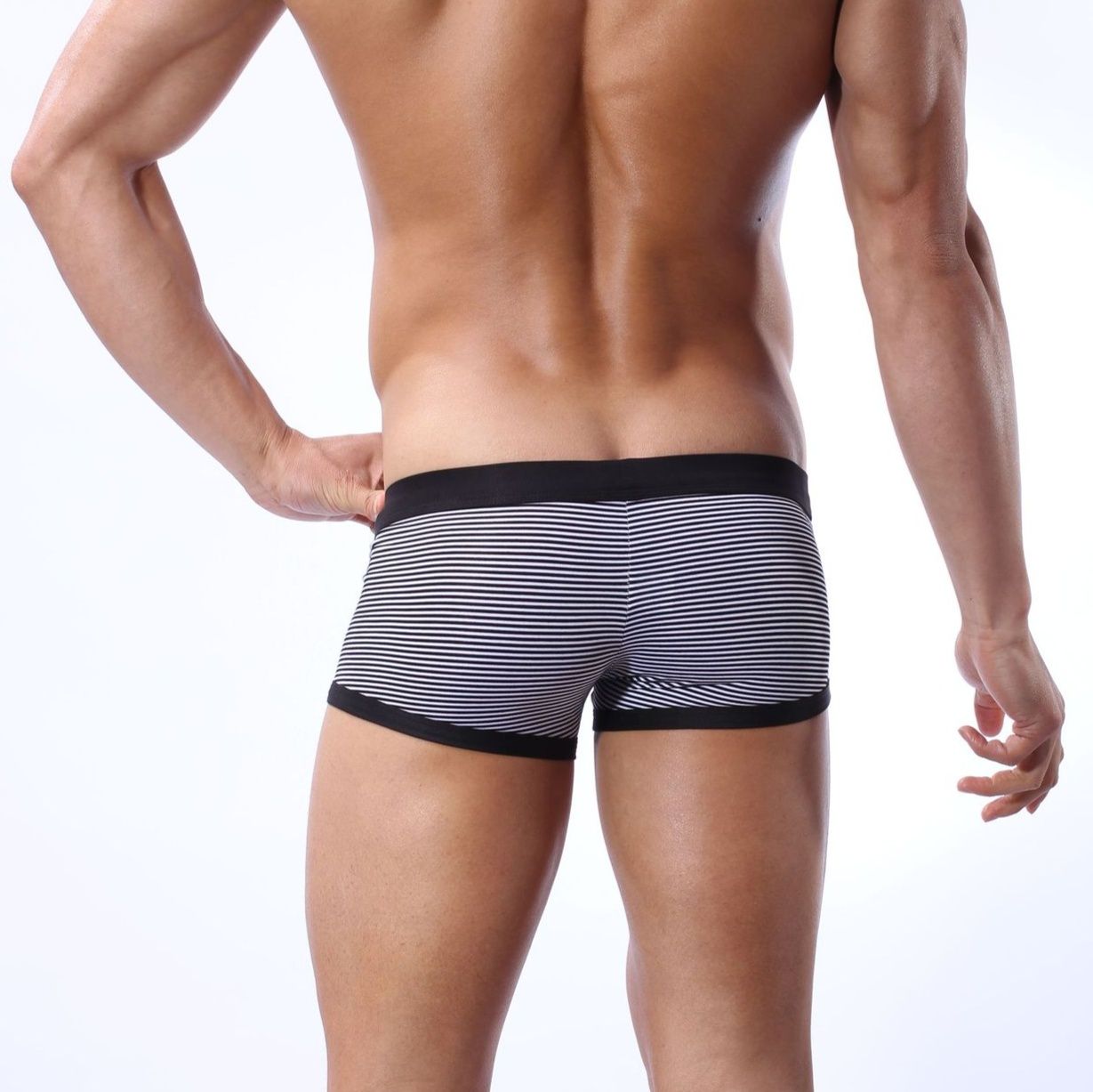 メンズ 下着  細密ボーダー柄デザイン快適フィットボクサーパンツ