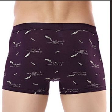 メンズ下着ボクサーパンツ柔らか綿混羽根柄プリント