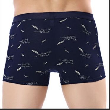 メンズ下着ボクサーパンツ柔らか綿混羽根柄プリント