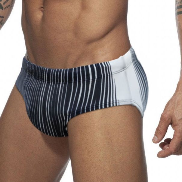 メンズ下着縦縞柄ローライズビキニブリーフ