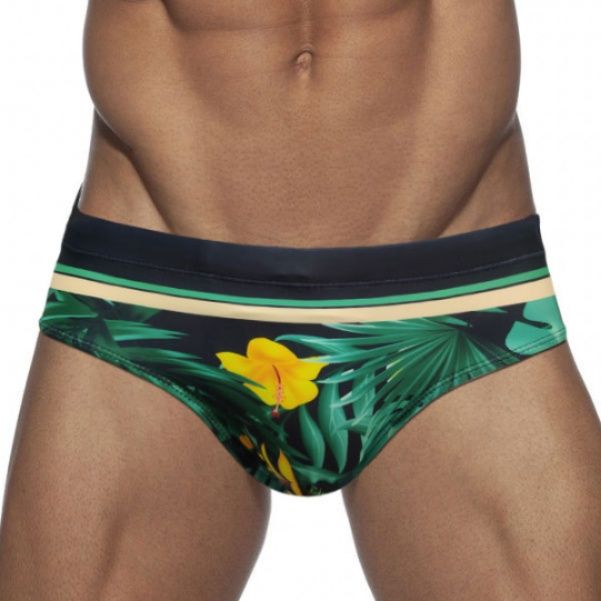 メンズ下着南国トロピカル柄ローライズビキニパンツ