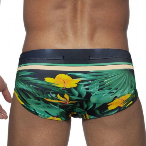 メンズ下着南国トロピカル柄ローライズビキニパンツ