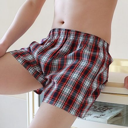 メンズ下着格子柄ゆったりトランクスパンツ